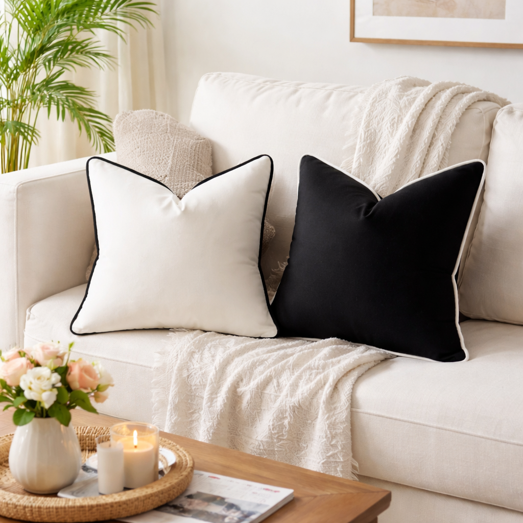 Heminredning Enkelt enfärgat sammet örngott