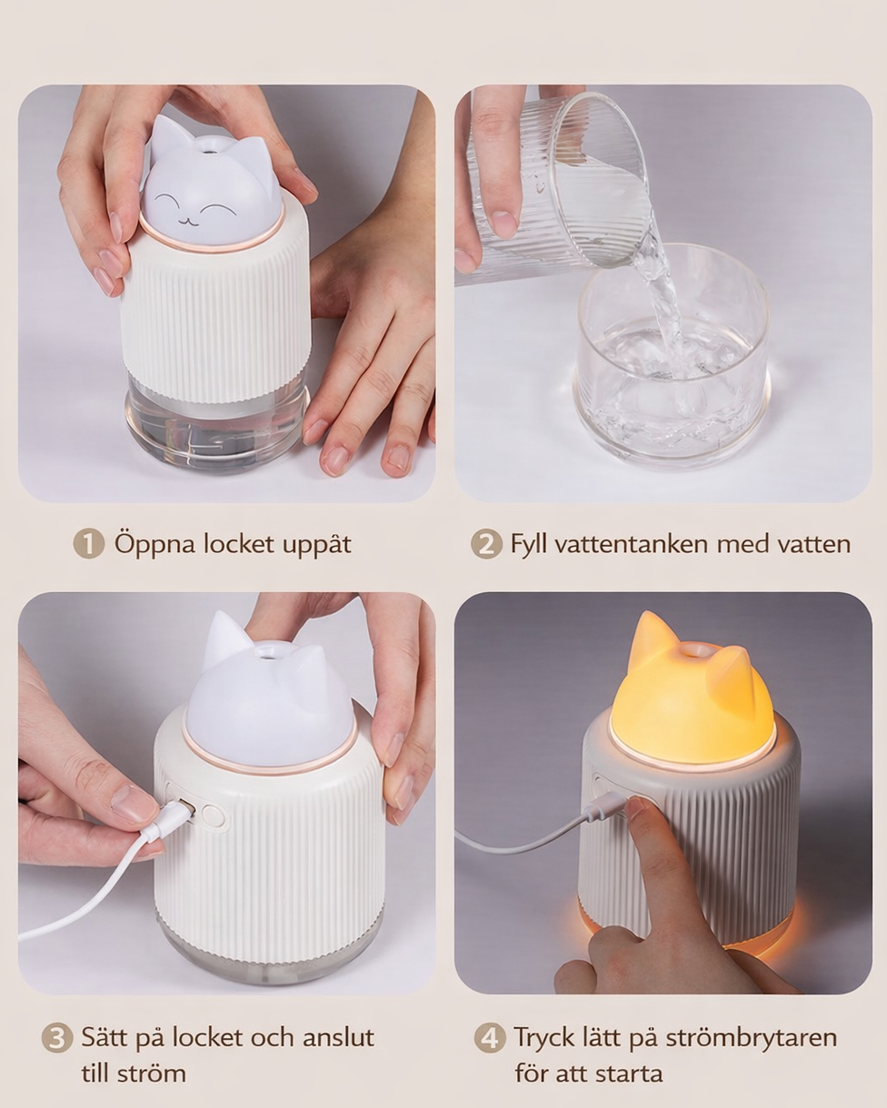 Mini luftfuktare katt